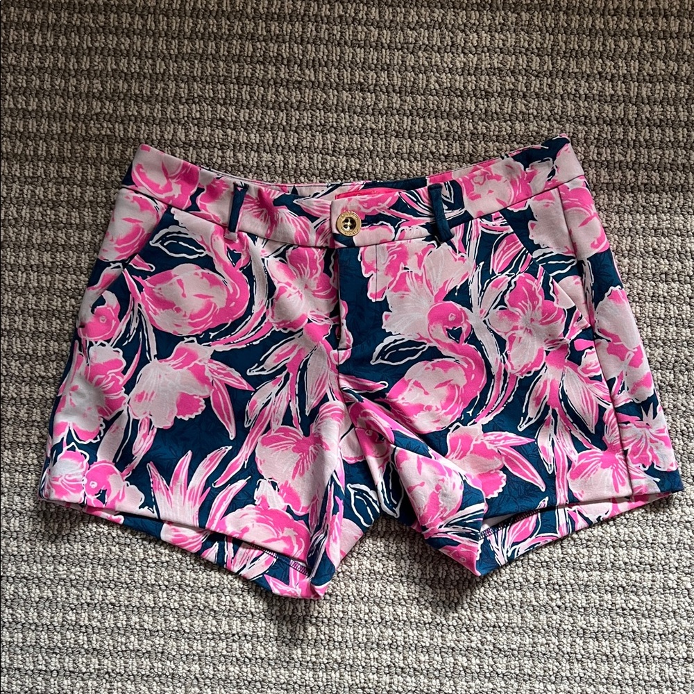 Lilly Pulitzer Navy and Pink Floral Low Waist Shorts